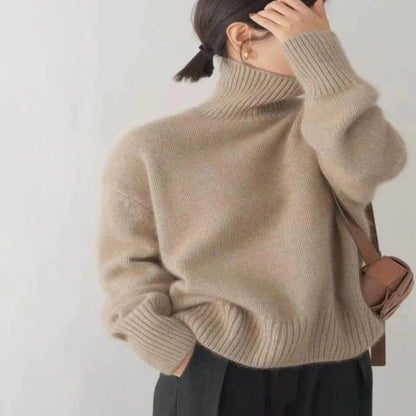 Womens Warm Merino Wool Turtleneck Sweater Comfortable Knit