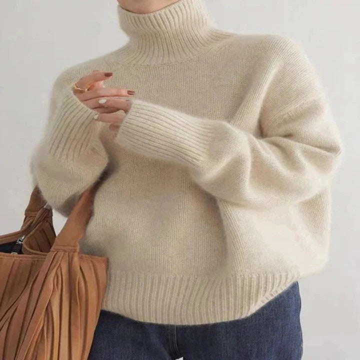 Womens Warm Merino Wool Turtleneck Sweater Comfortable Knit