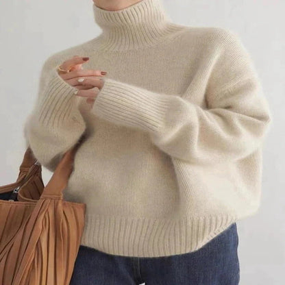 Womens Warm Merino Wool Turtleneck Sweater Comfortable Knit