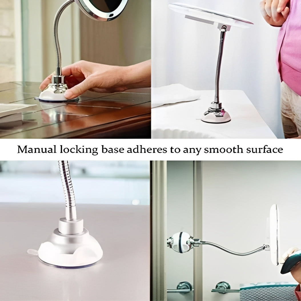 Lighted 10X Magnifying Flexible Mirror with 360 Degree Rotation
