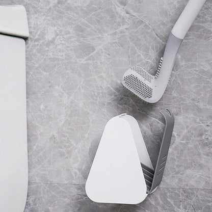 Durable Silicone Toilet Brush with Wall Mount and Ergonomic Long Non-Slip Handle