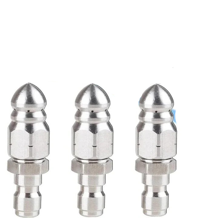 Sewer Jetter Nozzle, Pressure Washer Drain Cleaning Tip, 1/4 Inch Quick Connect, Stainless Steel