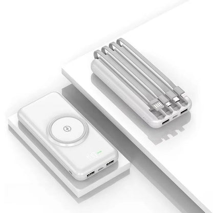 20000mAh Power Bank, Portable Phone Charger, Built In Cables, Wireless Charging