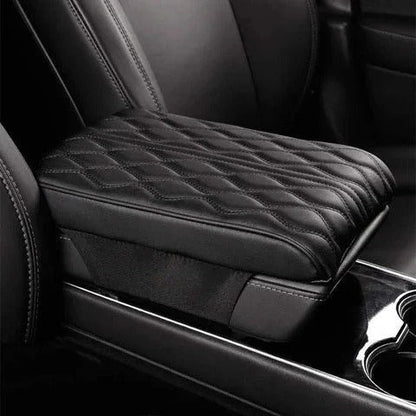 Universal Automotive Armrest Cushion in Quilted Leather Style