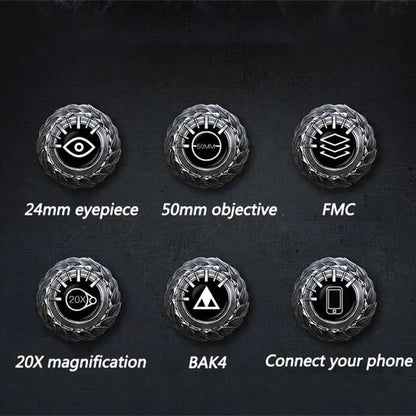 High Power Long Range Binoculars with Large Objective Lens