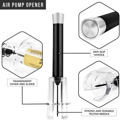 Air Pressure Wine Opener Set and Effortless Needle Cork Extractor