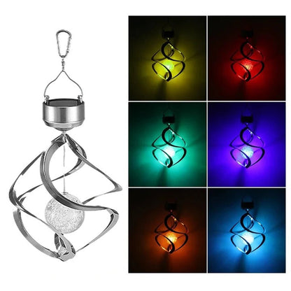 LED Lamp with Solar Wind Chime Spinner Design