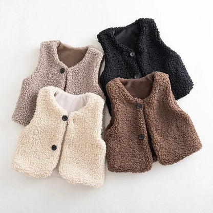 Warm Kids Lamb Wool Winter Waist Coat and Thick Sherpa Lined Vest