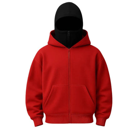 Versatile Full Length Zipper Hooded Mask with Windproof Fabric and Thermal Protection