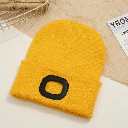Rechargeable LED Beanie Hat for Winter with Integrated Illumination and Warm Knitted Protection