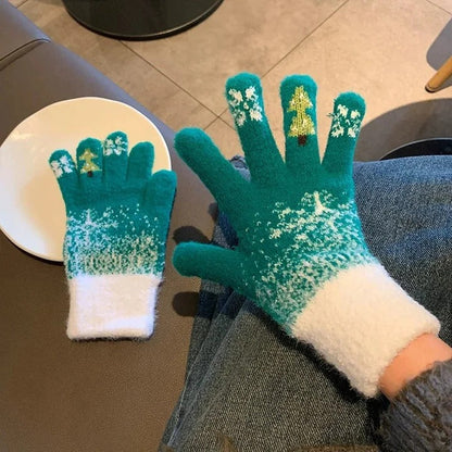 Warmth Interior Festive Fleece Lined Knit Gloves