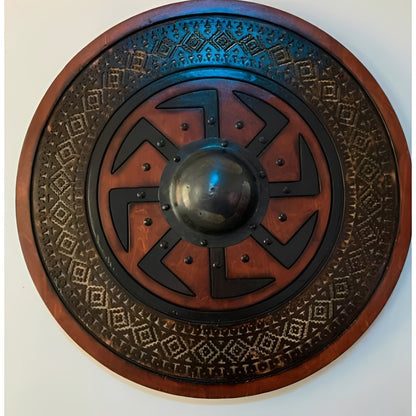 Round Wooden Decorative Shield with Multiple Design Options