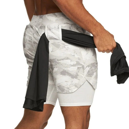 Men’s Camo Workout Shorts with Integrated Compression Liner