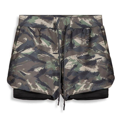 Men’s Camo Workout Shorts with Integrated Compression Liner