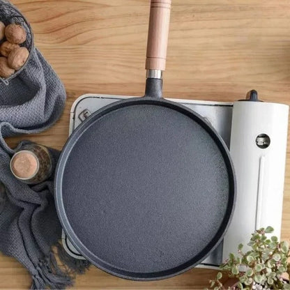 Uncoated Cast Iron Pancake Pan for Gas and Induction Stoves