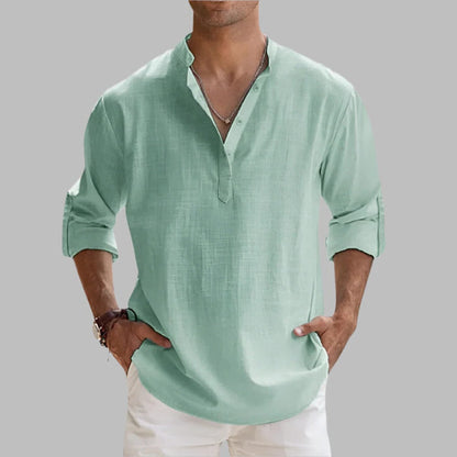 Mens Relaxed Fit Linen Short Sleeve Shirt for Hot Weather