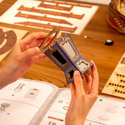 Classic Carousel Music Box, 3D Wooden Puzzle with Light and Movement
