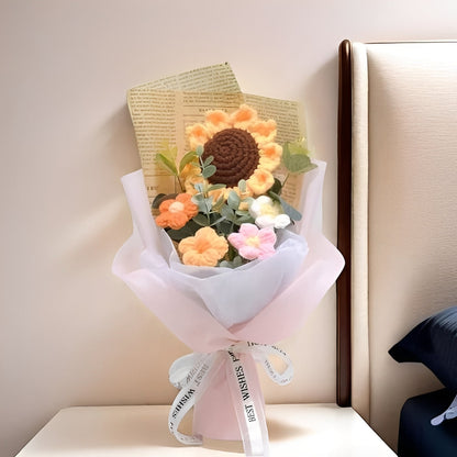 Knitted Floral Arrangement with Sunflowers and Daisies for Anniversaries and Celebrations