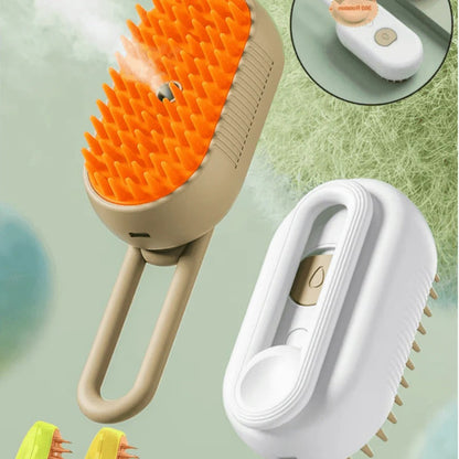 Steam Grooming Brush for Pets with Spray Function and Hair Removal Comb