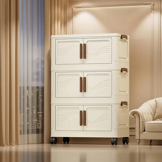 Stackable Storage Containers with Front Access and Lid Lock