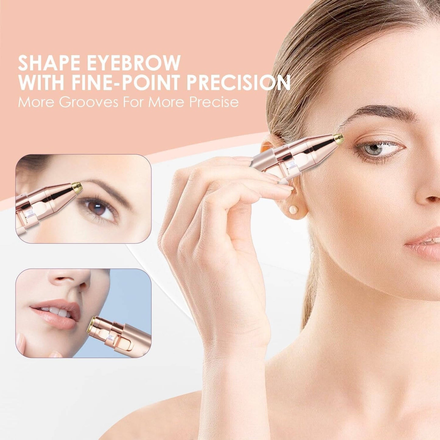Womens Painless Facial Hair Remover and Eyebrow Shaver, Epilator for Face with Built in LED Light