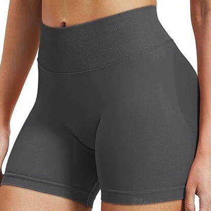 High Waist Seamless Lifting Shorts, Tummy Control Side Ribbed Activewear, Squat Proof Butt Lift Workout Biker Shorts