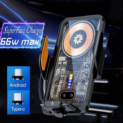 Wireless Car Charger Auto Clamping Phone Mount, Fast Charging, Air Vent, Iphone Samsung Galaxy