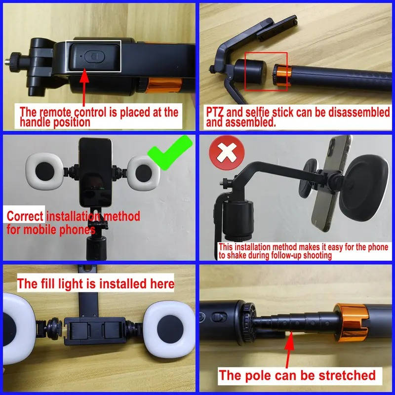 360° Smart Face Tracking Tripod with Dual Fill Lights, Rechargeable Selfie Stick Tripod for Vlogging and Live Streaming, Auto Tracking Phone Holder