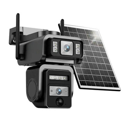 Outdoor Solar CCTV Security Camera with Automatic Tracking, Dual Lens Wireless Security System, 1080P HD, Two Way Audio and IP66 Waterproof