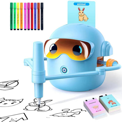 Drawing Robot with 100 Cards and Markers Voice Interactive Art Toy Ages 3+