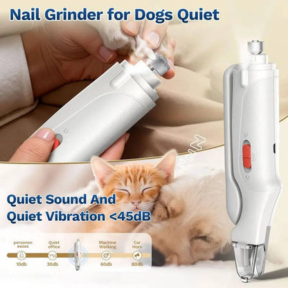 2 in 1 Electric Nail Clipper and Grinder for Dogs and Cats of All Sizes, LED Light, Painless, Low Noise, Safe