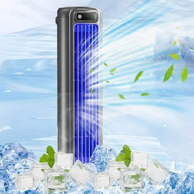 Portable Air Conditioner Cooler, Desktop and Wall Mount Non Drilling Circulating Fan AC Unit, 2000mAh Battery, 3 Speed Adjustable Quiet Cooling