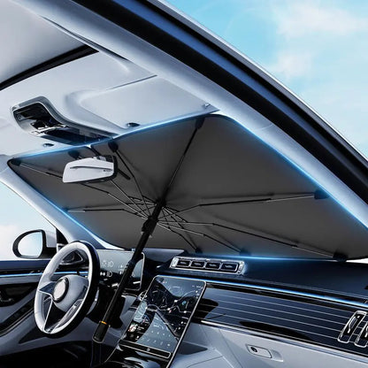 Car Windshield Sun Shade Umbrella, Foldable Sunshade with UV Block and Heat Insulation, Large Universal Front Window Cover for Trucks and Cars