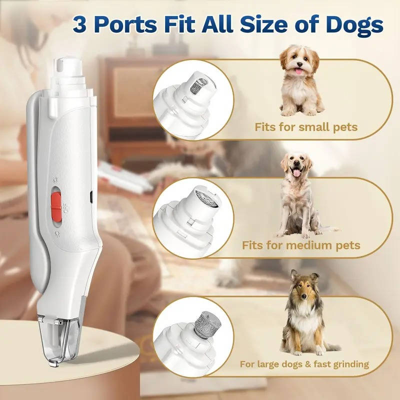 2 in 1 Electric Nail Clipper and Grinder for Dogs and Cats of All Sizes, LED Light, Painless, Low Noise, Safe