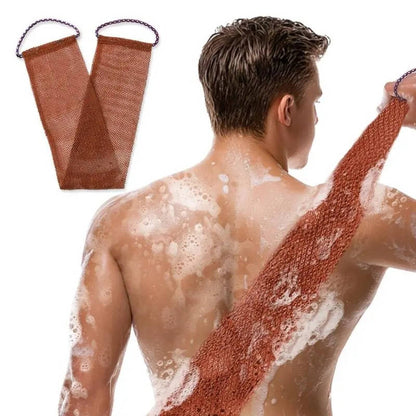 Exfoliating Shower Net Sponge with Drawstring, Body Scrubber for Bath and Back Cleaning