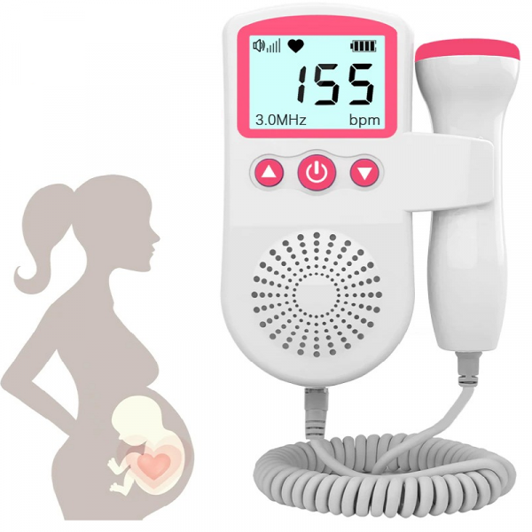 Handheld Fetal Heartbeat Monitor with LCD Display and Noise Filtering Probe