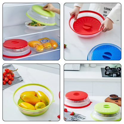 Reusable Silicone Microwave Splatter Guard with Folding Design for Cooking and Food Storage