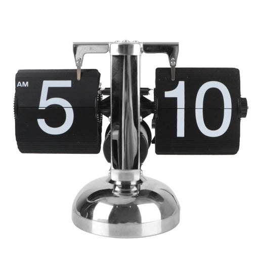 Flip Card Desk Clock with Automatic Number Rotation and Silent Quartz Movement
