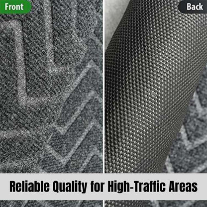 Chevron Doormat with Microfibre Dirt-Trap Surface and Non-Slip Rubber Backing, Low-Profile