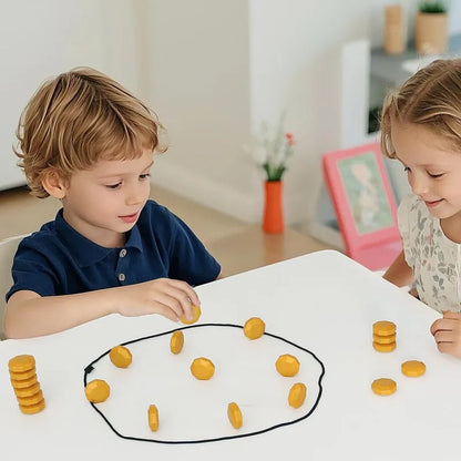 Magnetic Strategy Board Game with Two Player Pieces and Folding Design