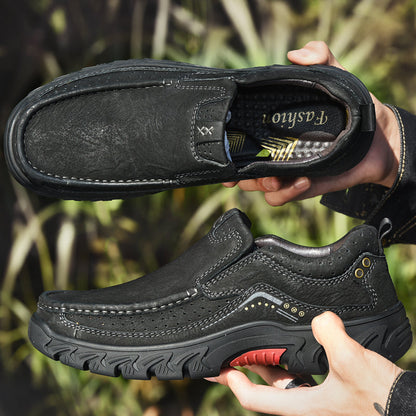 Orthopedic Ankle Boots with Arch Support and Slip-Resistant Sole, Black Leather