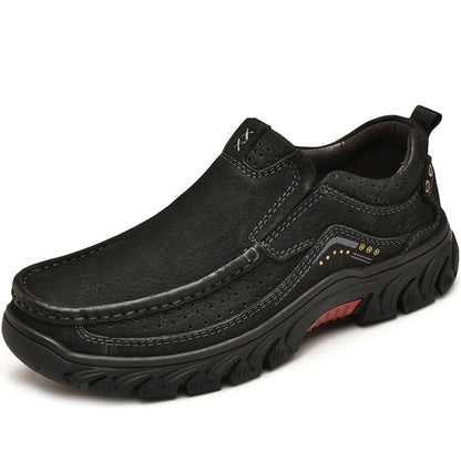 Orthopedic Ankle Boots with Arch Support and Slip-Resistant Sole, Black Leather