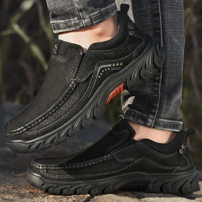Orthopedic Ankle Boots with Arch Support and Slip-Resistant Sole, Black Leather