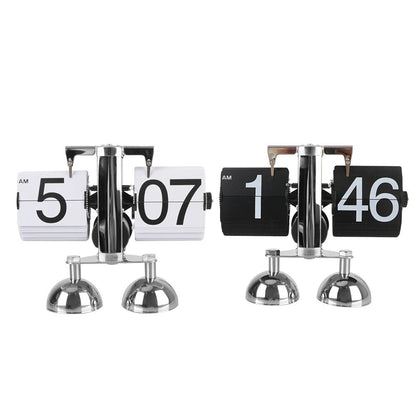 Flip Card Desk Clock with Automatic Number Rotation and Silent Quartz Movement